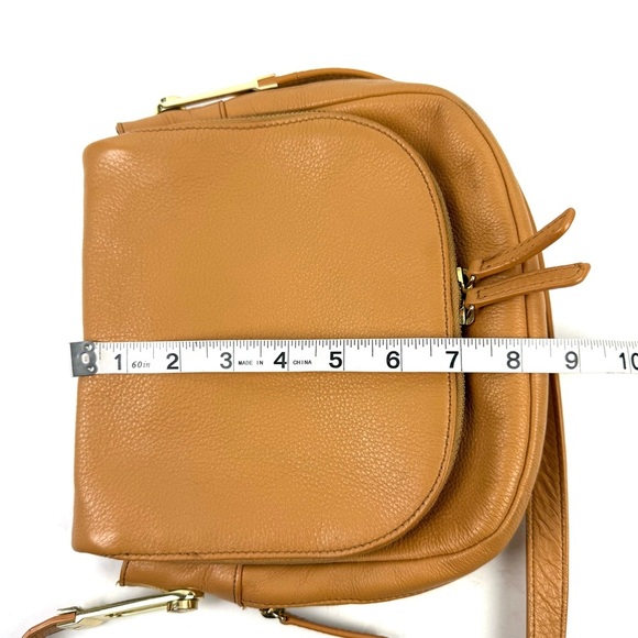 Vince Camuto Jax Crossbody Bag Honey Comb Tan Brown Leather Handbag Purse - Picture 13 of 16